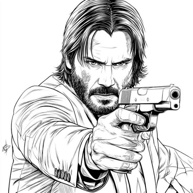 Desenhos de John Wick para Imprimir e Colorir 19