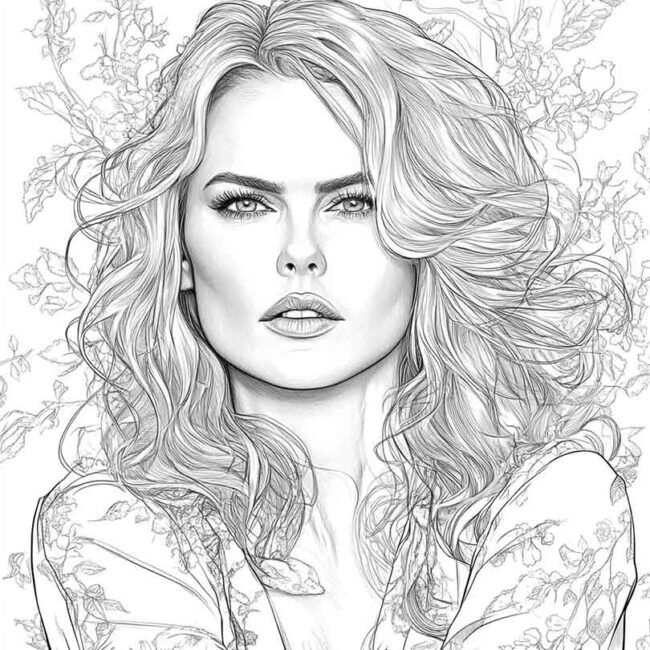 Desenhos de Nicole Kidman para Imprimir e Colorir png 8