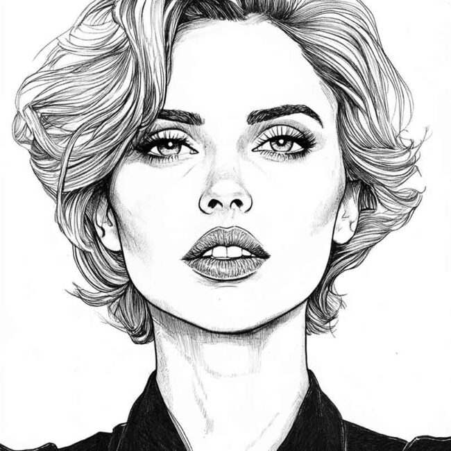 Desenhos de Scarlett Johansson para Imprimir e Colorir 8