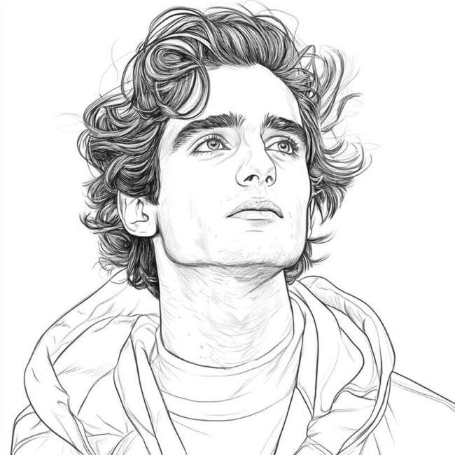 Desenhos de Timothee Chalamet para Imprimir e Colorir 7