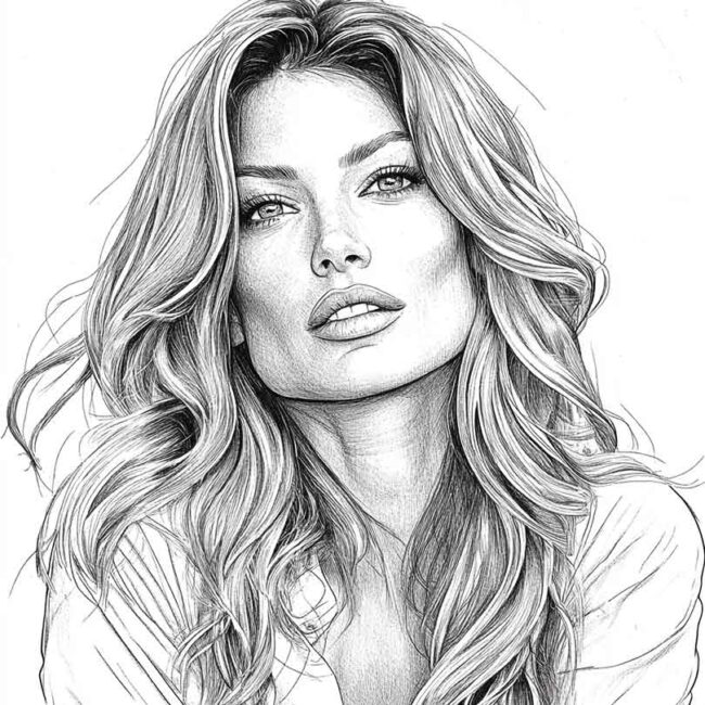 Desenhos de Gisele Bundchen para Imprimir e Colorir 8