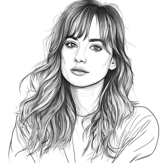 Desenhos de Dakota Johnson para Imprimir e Colorir 8