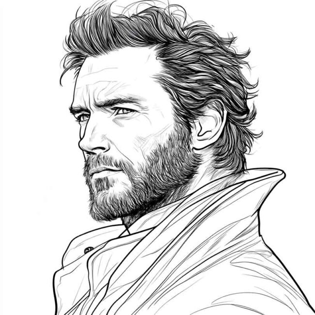 Desenhos de Hugh Jackman para Imprimir e Colorir 9