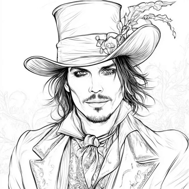Desenhos de Johnny Depp para Imprimir e Colorir 8