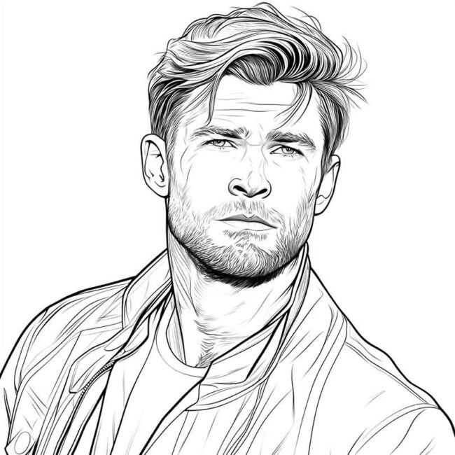 Desenhos de Chris Hemsworth para Imprimir e Colorir 8