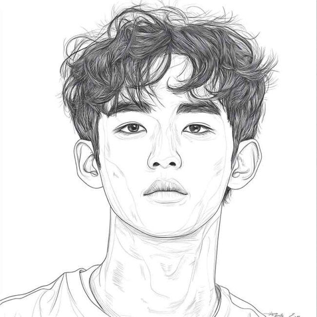 Desenhos de Kim Soo hyun para Imprimir e Colorir 8
