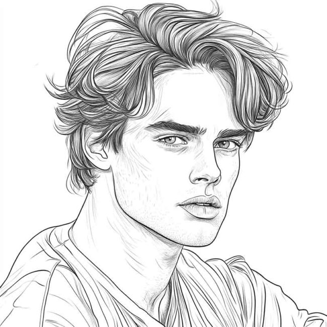 Desenhos de Nicholas Galitzine para Imprimir e Colorir 4 Desenhos de Nicholas Galitzine para Imprimir e Colorir 4