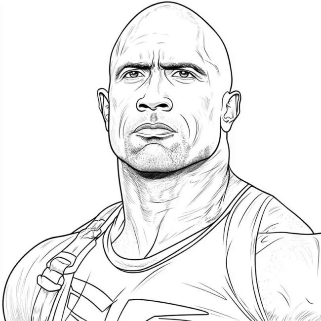 Desenhos de Dwayne Johnson para Imprimir e Colorir 16