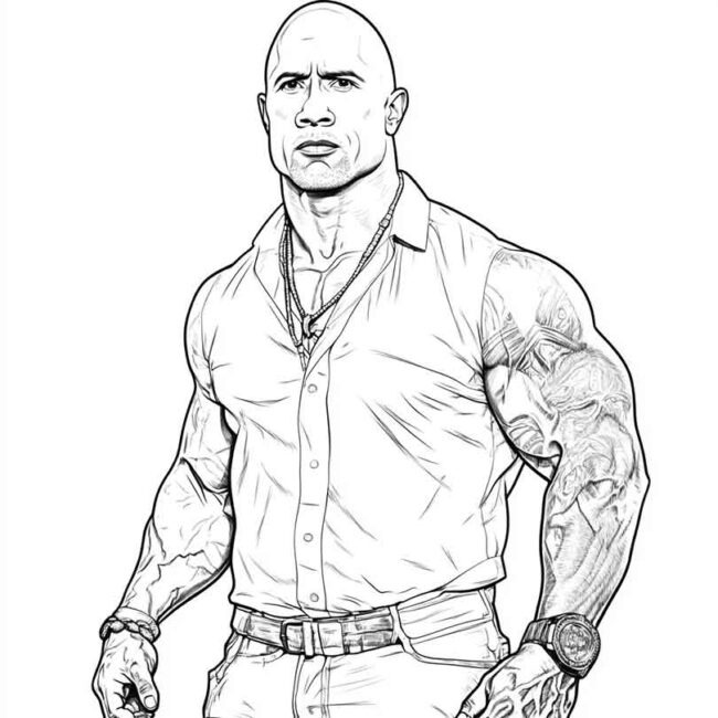 Desenhos de Dwayne Johnson para Imprimir e Colorir 17