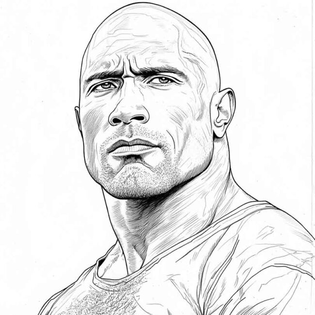 Desenhos de Dwayne Johnson para Imprimir e Colorir 2