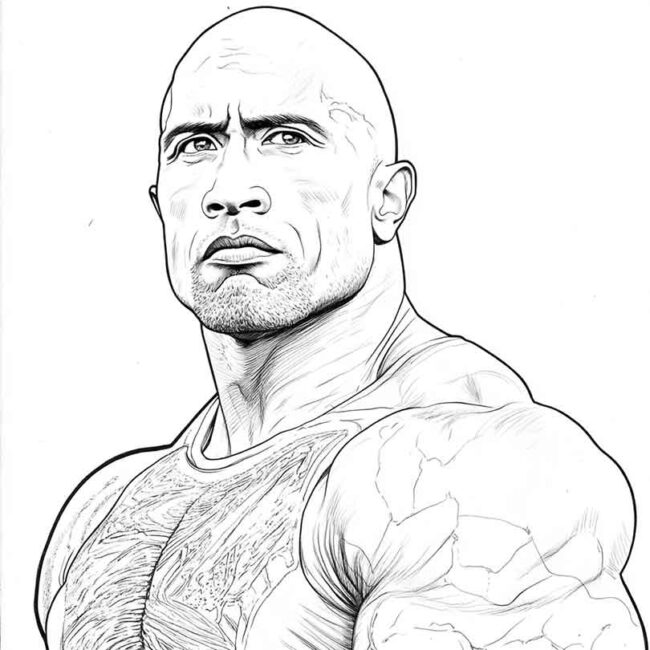 Desenhos de Dwayne Johnson para Imprimir e Colorir 12