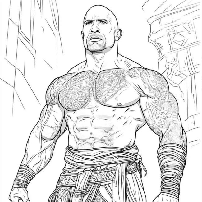Desenhos de Dwayne Johnson para Imprimir e Colorir 4
