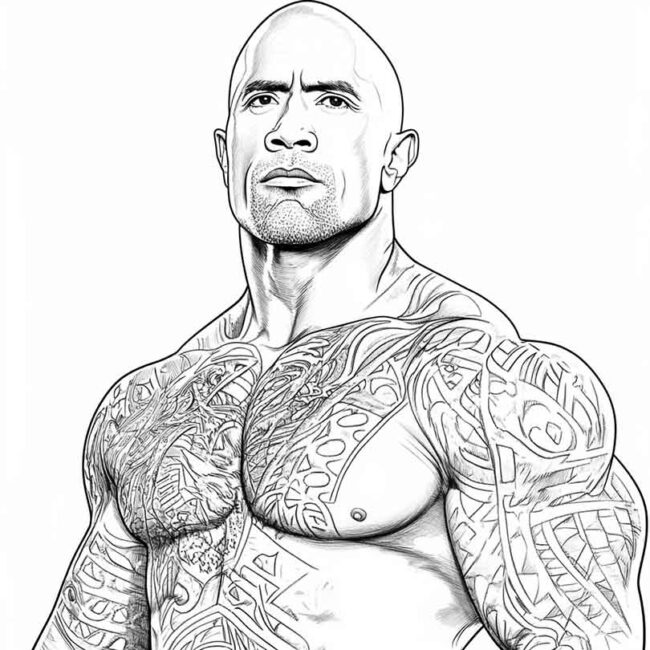 Desenhos de Dwayne Johnson para Imprimir e Colorir 3