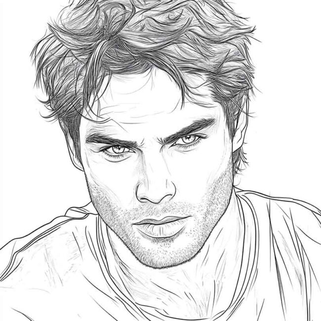 Desenhos de Ian Somerhalder para Imprimir e Colorir 9