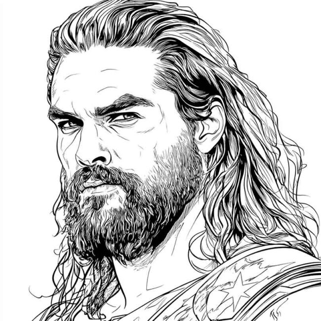 Desenhos de Jason Momoa para Imprimir e Colorir 9