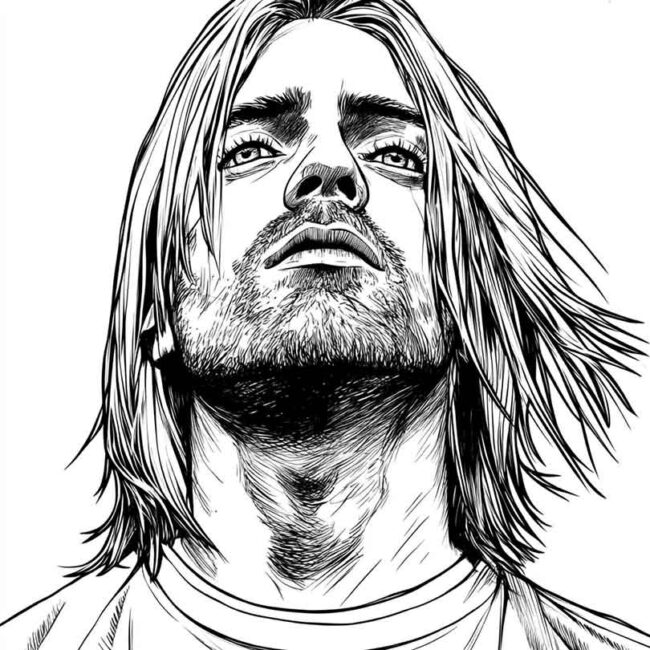 Desenhos de Kurt Cobain para Imprimir e Colorir 9