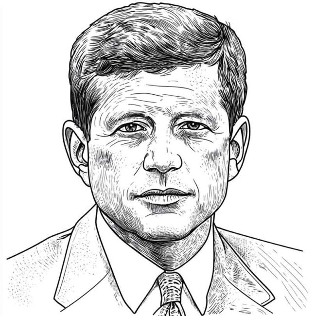 Desenhos de John Kennedy para Imprimir e Colorir 7