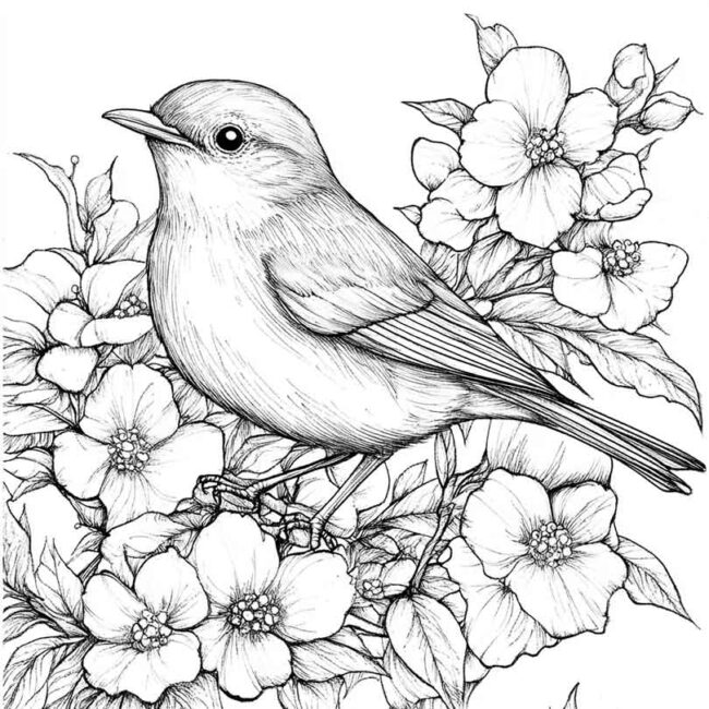 Desenhos de Rouxinol para Imprimir e Colorir 9