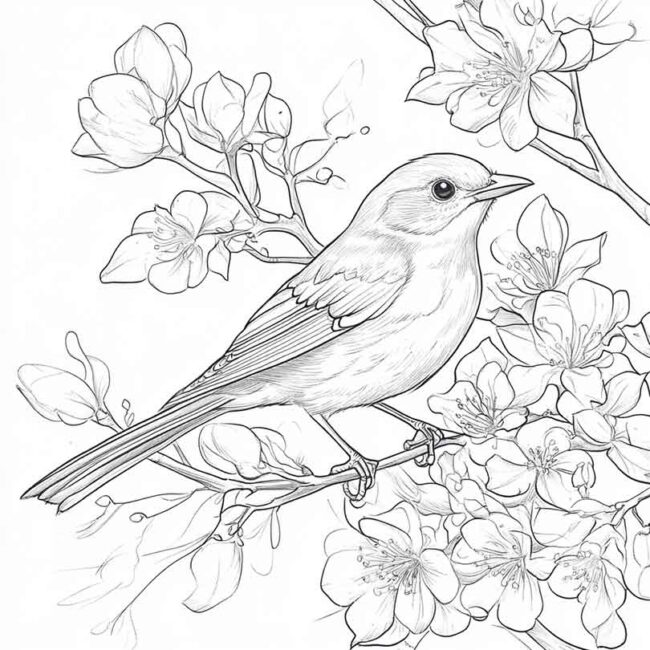 Desenhos de Rouxinol para Imprimir e Colorir 6
