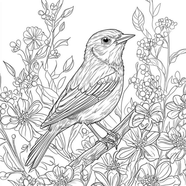 Desenhos de Rouxinol para Imprimir e Colorir 11