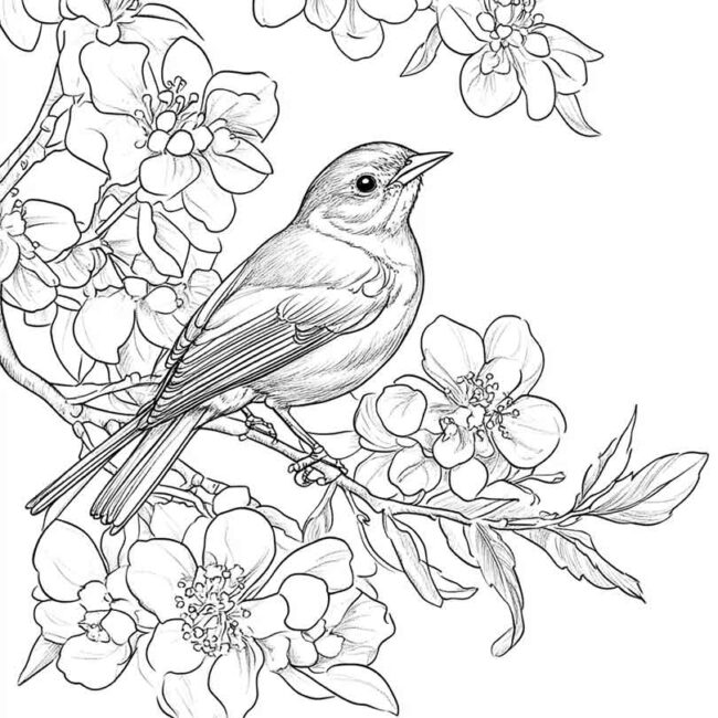 Desenhos de Rouxinol para Imprimir e Colorir 1