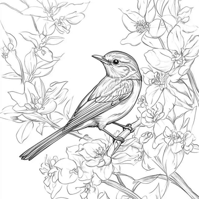 Desenhos de Rouxinol para Imprimir e Colorir 4
