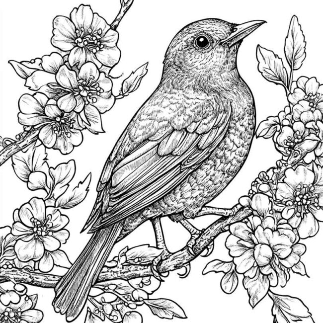 Desenhos de Rouxinol para Imprimir e Colorir 2