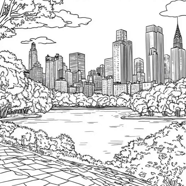 Desenhos de Central Park para Imprimir e Colorir 9