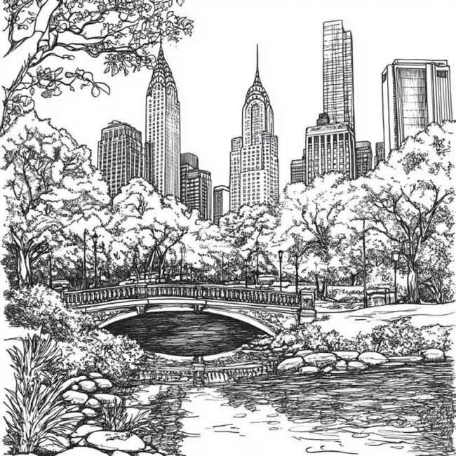 Desenhos de Central Park para Imprimir e Colorir 17
