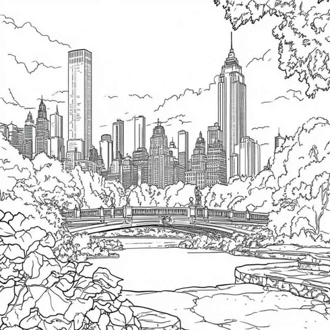 Desenhos de Central Park para Imprimir e Colorir 1