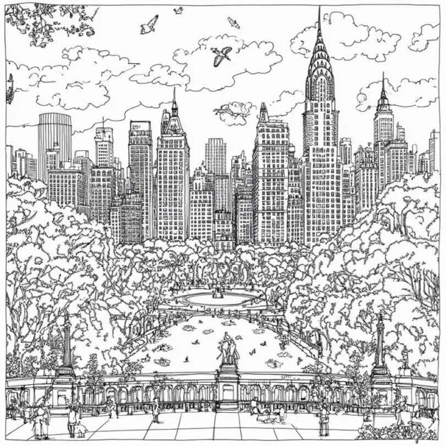 Desenhos de Central Park para Imprimir e Colorir 19