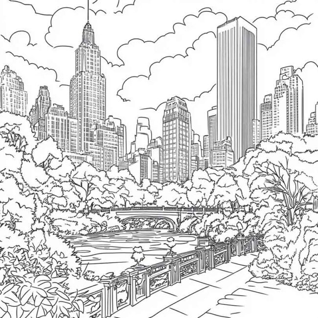 Desenhos de Central Park para Imprimir e Colorir 12