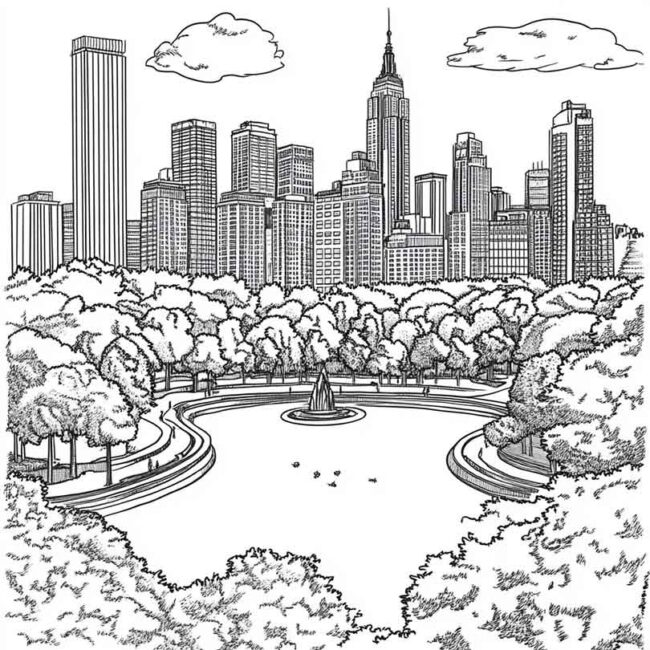 Desenhos de Central Park para Imprimir e Colorir 16