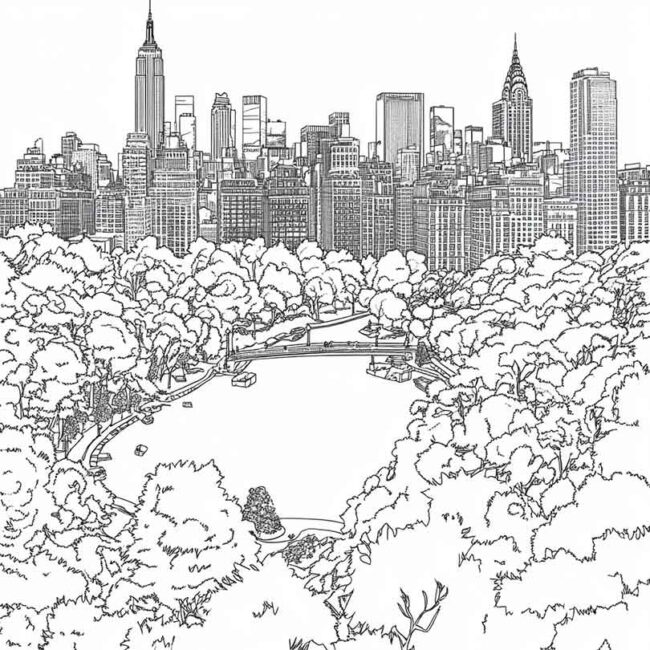 Desenhos de Central Park para Imprimir e Colorir 2