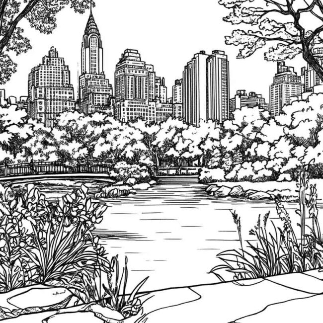Desenhos de Central Park para Imprimir e Colorir 3