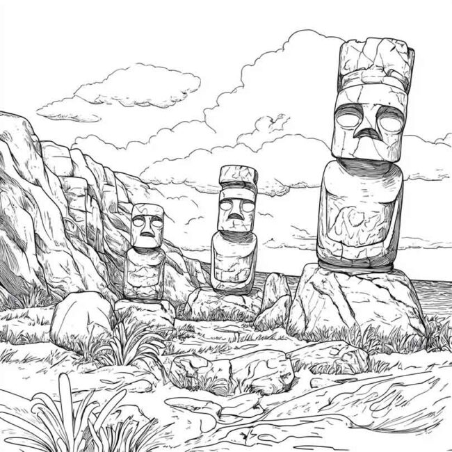 Desenhos da Ilha de Pascoa para Imprimir e Colorir 8 Desenhos da Ilha de Pascoa para Imprimir e Colorir 8