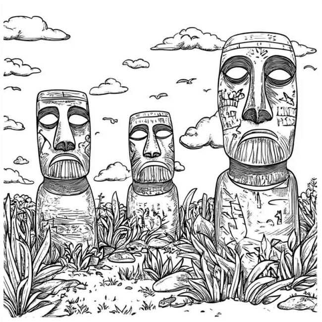 Desenhos da Ilha de Pascoa para Imprimir e Colorir 5 Desenhos da Ilha de Pascoa para Imprimir e Colorir 5