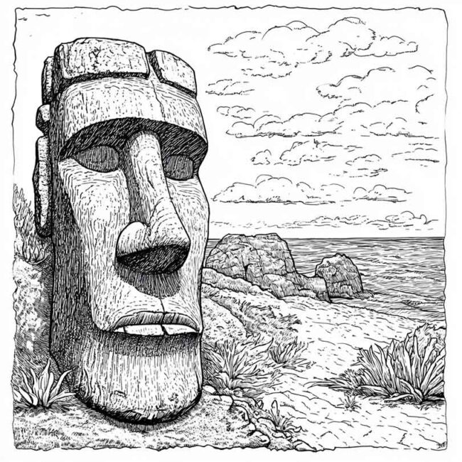 Desenhos da Ilha de Pascoa para Imprimir e Colorir 3 Desenhos da Ilha de Pascoa para Imprimir e Colorir 3