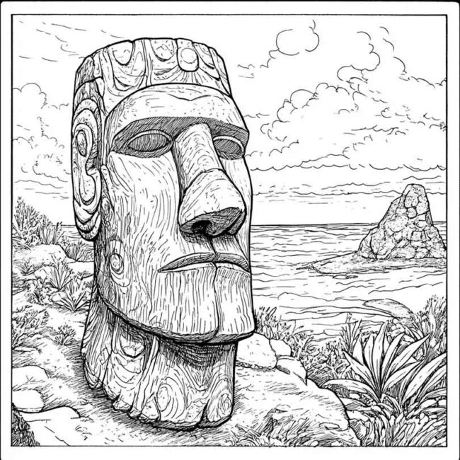 Desenhos da Ilha de Pascoa para Imprimir e Colorir 4 Desenhos da Ilha de Pascoa para Imprimir e Colorir 4