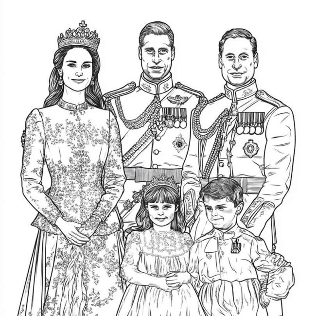 Desenhos da Familia Real Britanica para Imprimir e Colorir 8