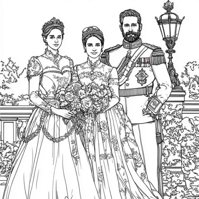 Desenhos da Familia Real Britanica para Imprimir e Colorir 6