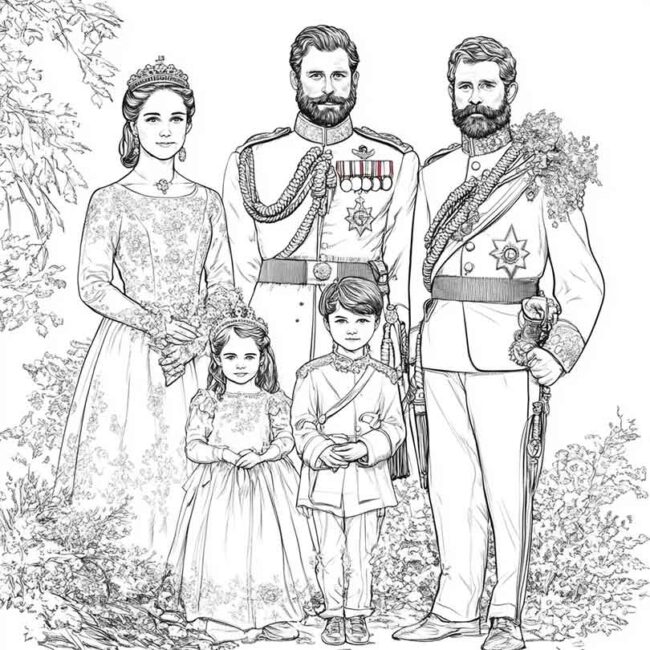 Desenhos da Familia Real Britanica para Imprimir e Colorir 5
