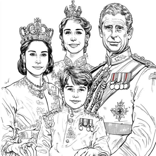 Desenhos da Familia Real Britanica para Imprimir e Colorir 7