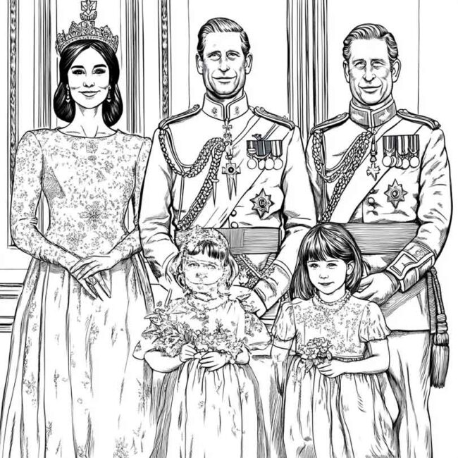Desenhos da Familia Real Britanica para Imprimir e Colorir 14