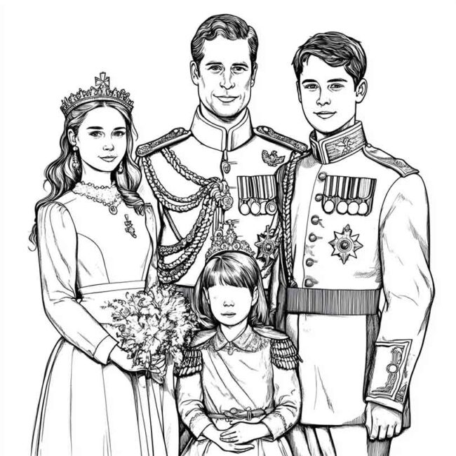 Desenhos da Familia Real Britanica para Imprimir e Colorir 18