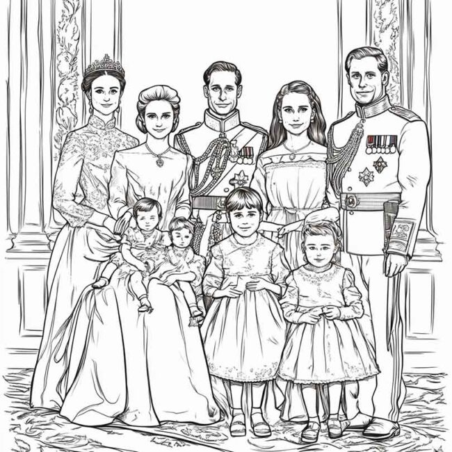 Desenhos da Familia Real Britanica para Imprimir e Colorir 13