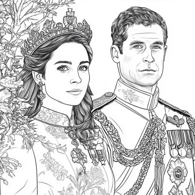 Desenhos da Familia Real Britanica para Imprimir e Colorir 3