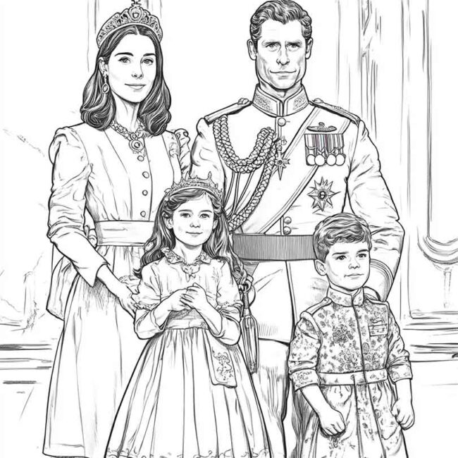Desenhos da Familia Real Britanica para Imprimir e Colorir 17