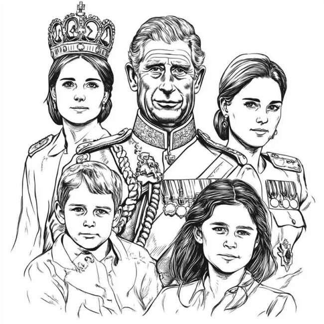 Desenhos da Familia Real Britanica para Imprimir e Colorir 19