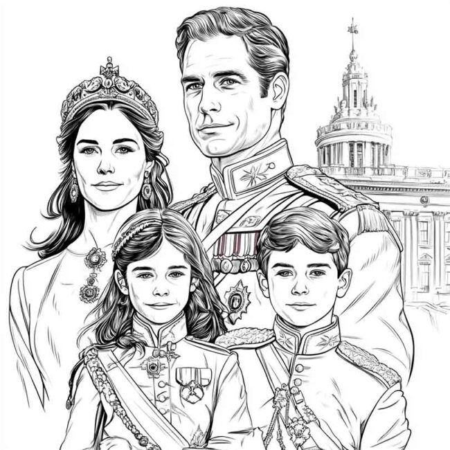 Desenhos da Familia Real Britanica para Imprimir e Colorir 20
